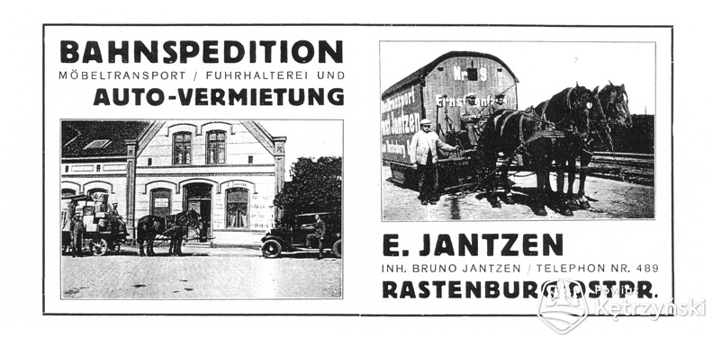 Rastenburg, Poststraße, Spedition Jantzen, Werbung 1934 .jpg
