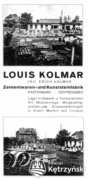 Rastenburg, Zementwaren Louis Kolmar Werbung 1934.jpg